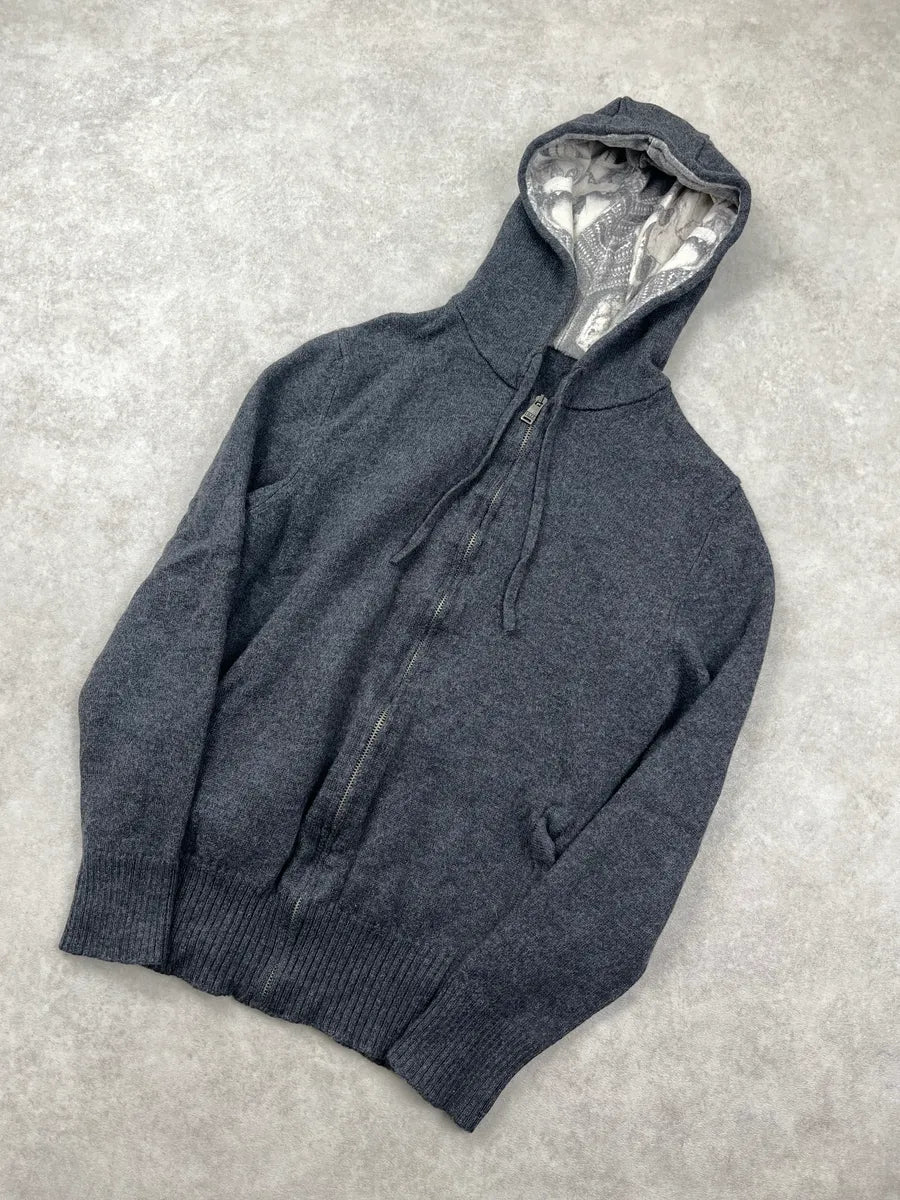 Dirk Bikkembergs Dark Grey Wool Graphic Hood Zip-Up Hoodie miskJOJw 5