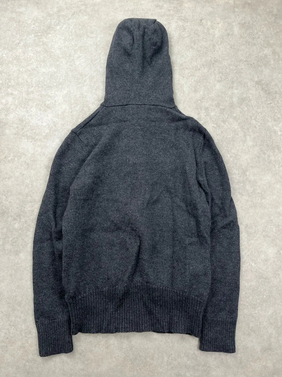Dirk Bikkembergs Dark Grey Wool Graphic Hood Zip-Up Hoodie miskJOJw 4