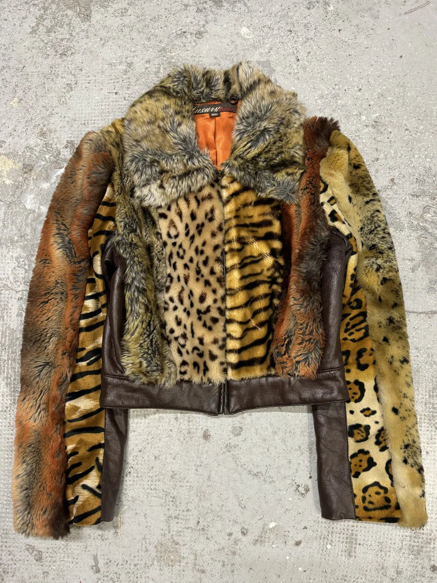 Miss Sixty Patchwork Faux Fur Animal Leopard Jacket – Dolce Vita Hub