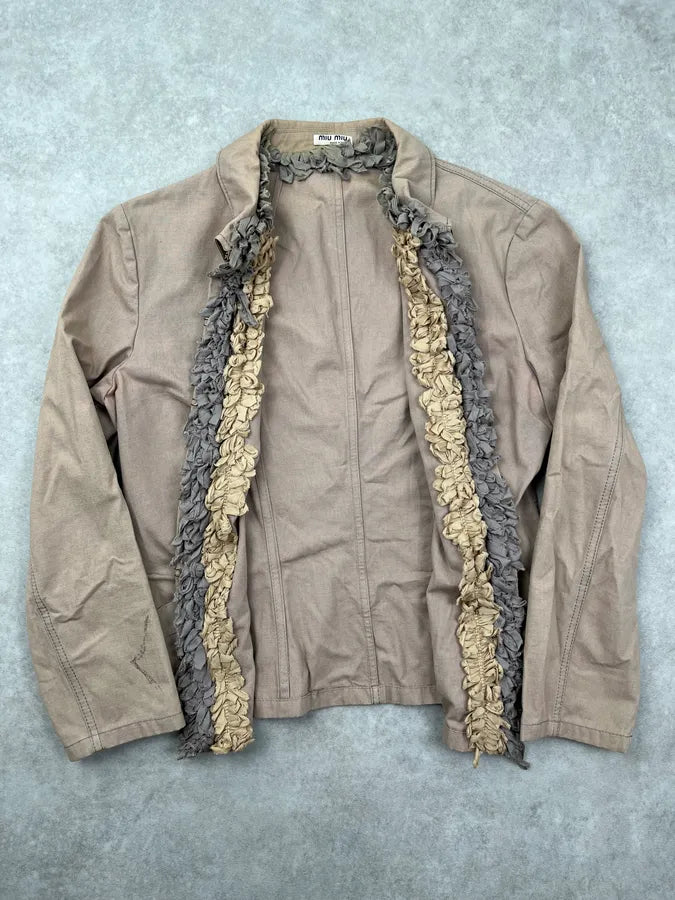 2000s Miu Miu Beige Zip-up Jacket ZTwwnPf 4
