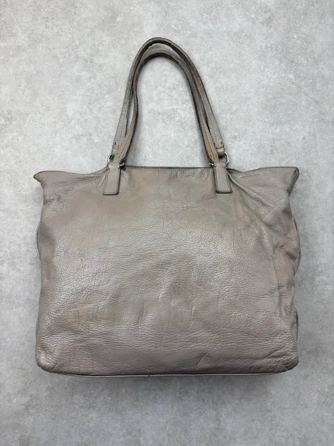 Miu Miu Beige Grey Leather Tote Bag OkOcWXW 8