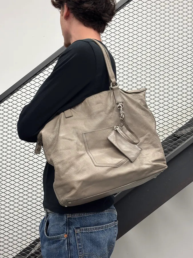 Miu Miu Beige Grey Leather Tote Bag OkOcWXW 2