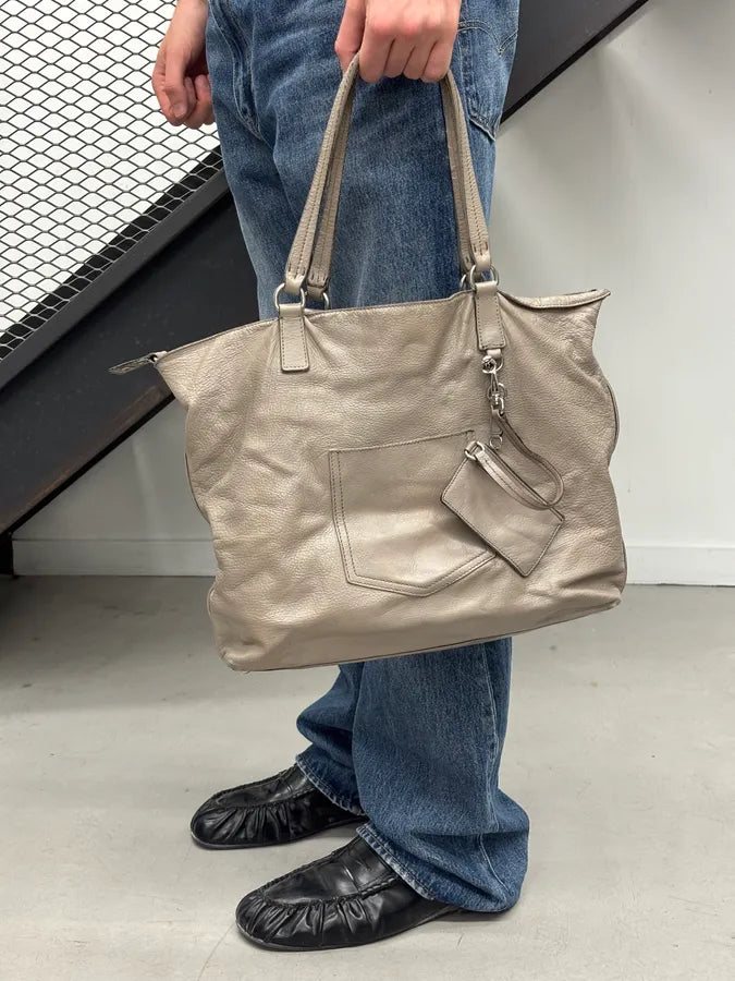 Miu Miu Beige Grey Leather Tote Bag OkOcWXW 1