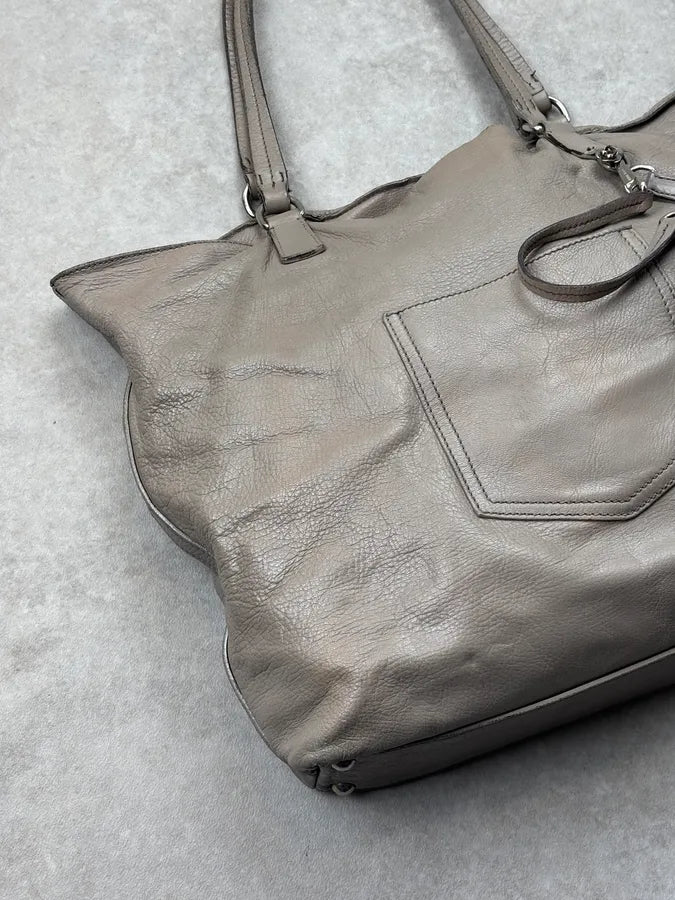 Miu Miu Beige Grey Leather Tote Bag OkOcWXW 3