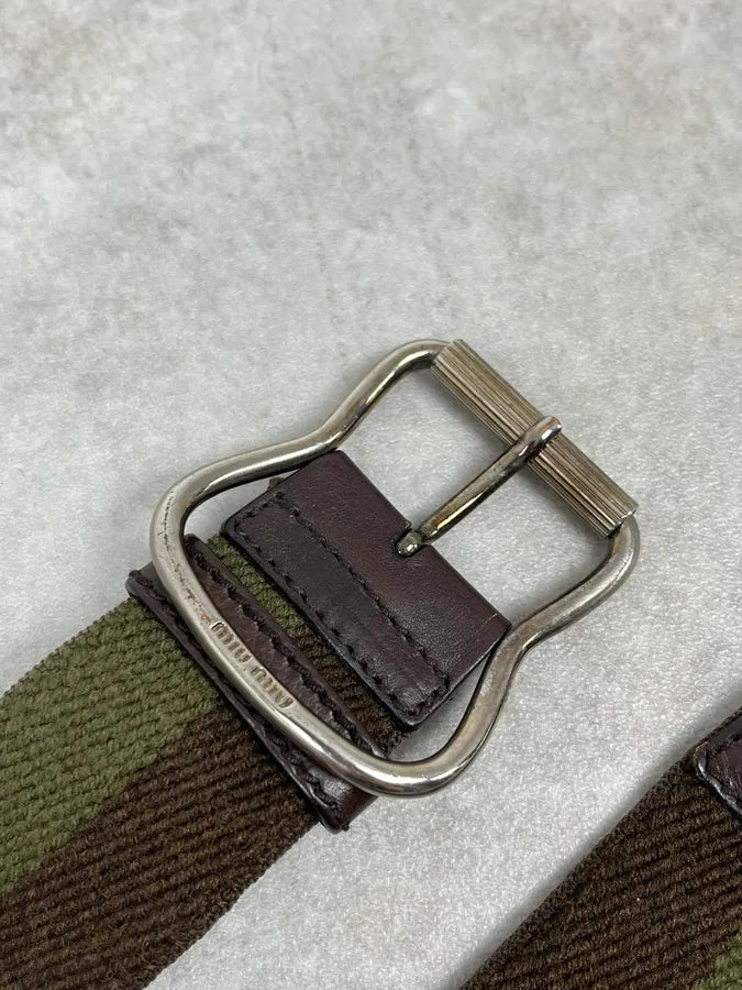 2000s Miu Miu Two Tone Camo Green Belt PfxLQqd 4