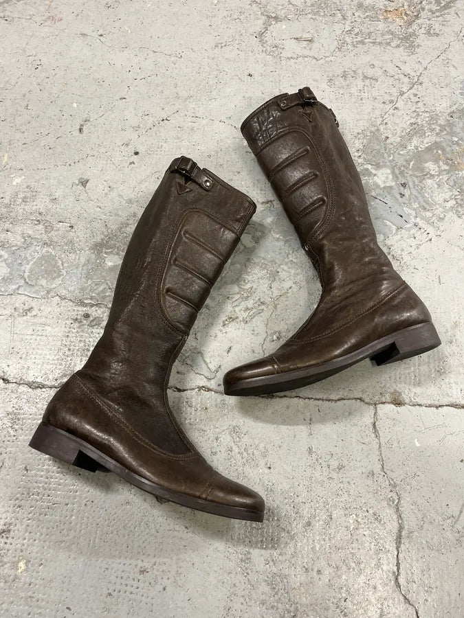 Miu Miu Biker Brown Leather Boots LMRaYJR 1