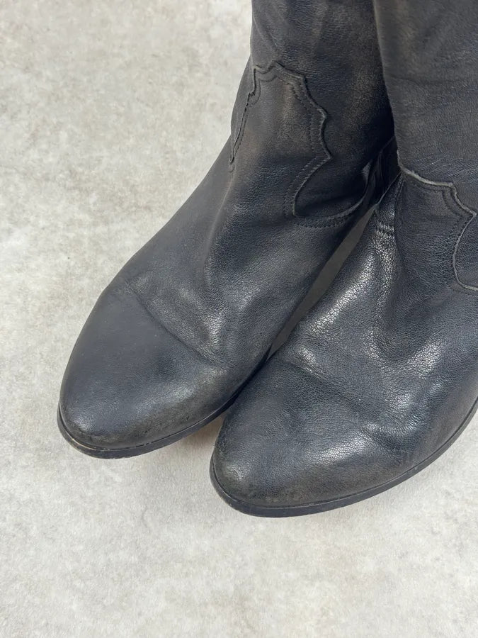 Miu Miu Black Ankle Laced Biker Leather Boots BBPXExt 3