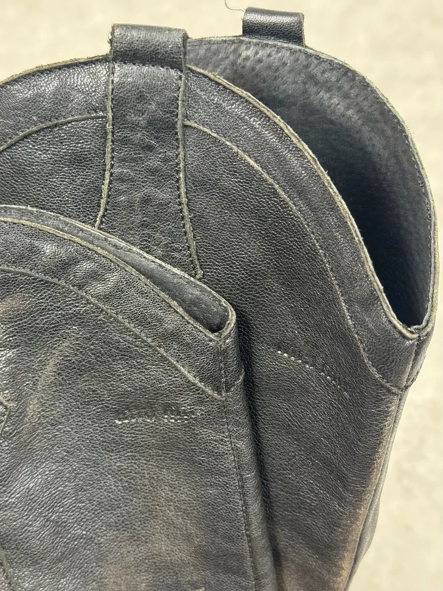 Miu Miu Black Ankle Laced Biker Leather Boots BBPXExt 4