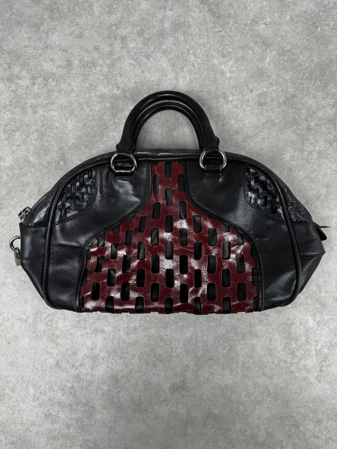 Miu Miu Black Burgundy Leather Bowling Bag oeGFqAk 3