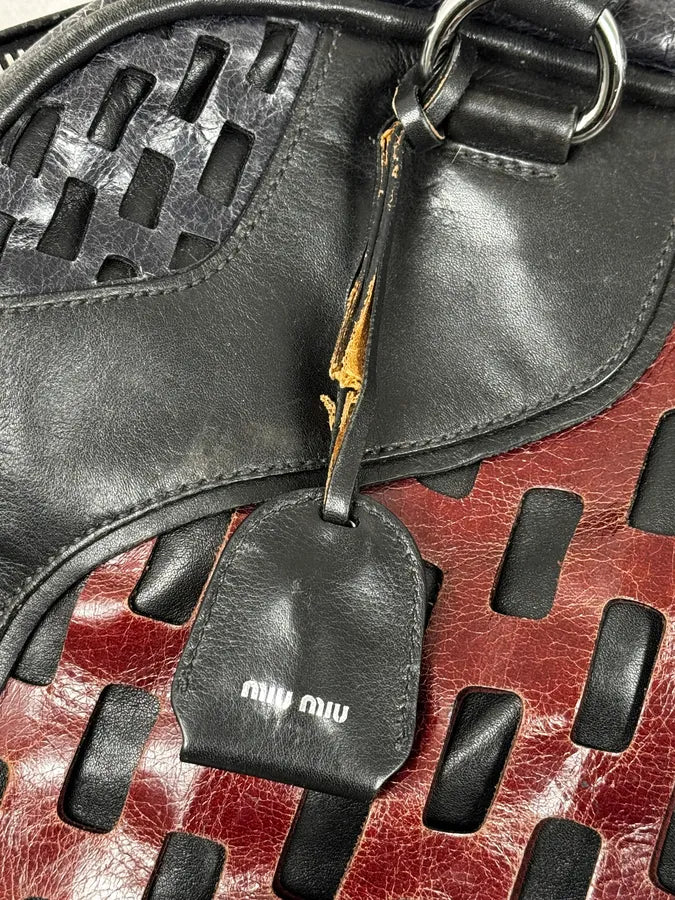 Miu Miu Black Burgundy Leather Bowling Bag oeGFqAk 6