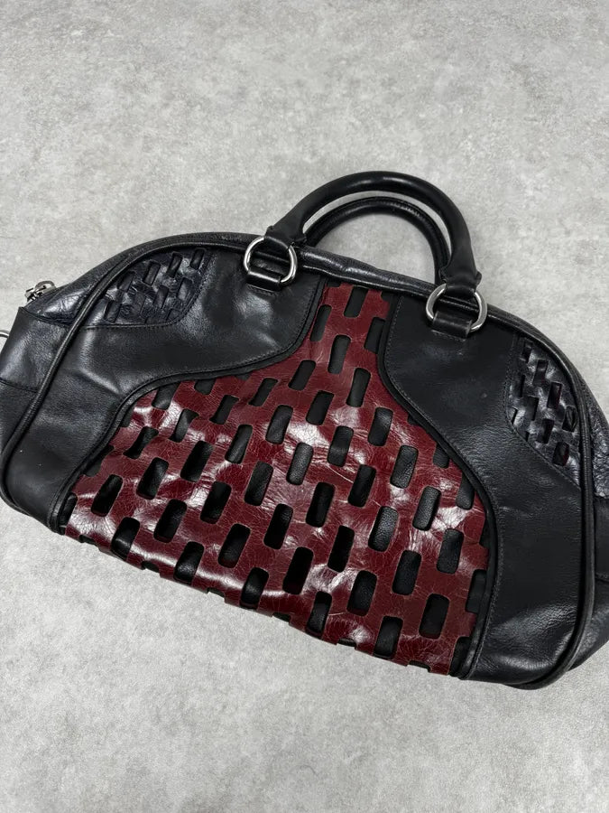 Miu Miu Black Burgundy Leather Bowling Bag oeGFqAk 5