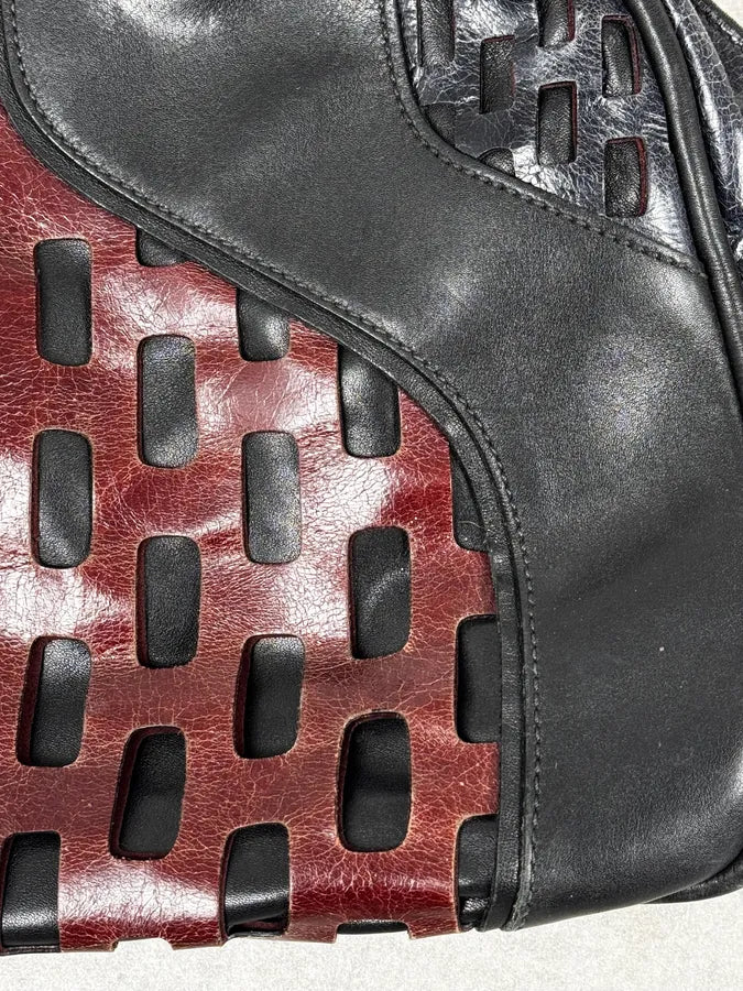 Miu Miu Black Burgundy Leather Bowling Bag oeGFqAk 7