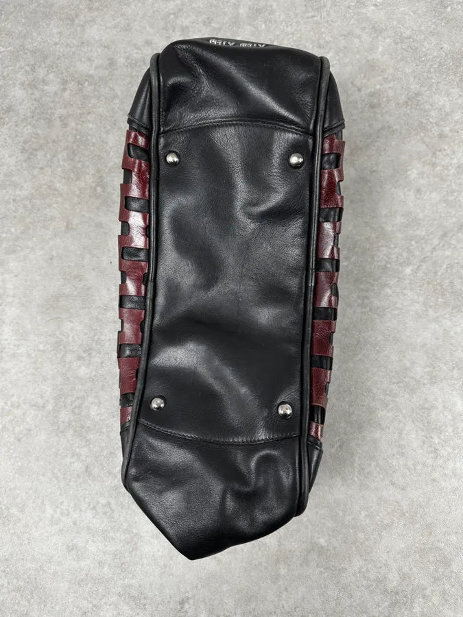 Miu Miu Black Burgundy Leather Bowling Bag oeGFqAk 9