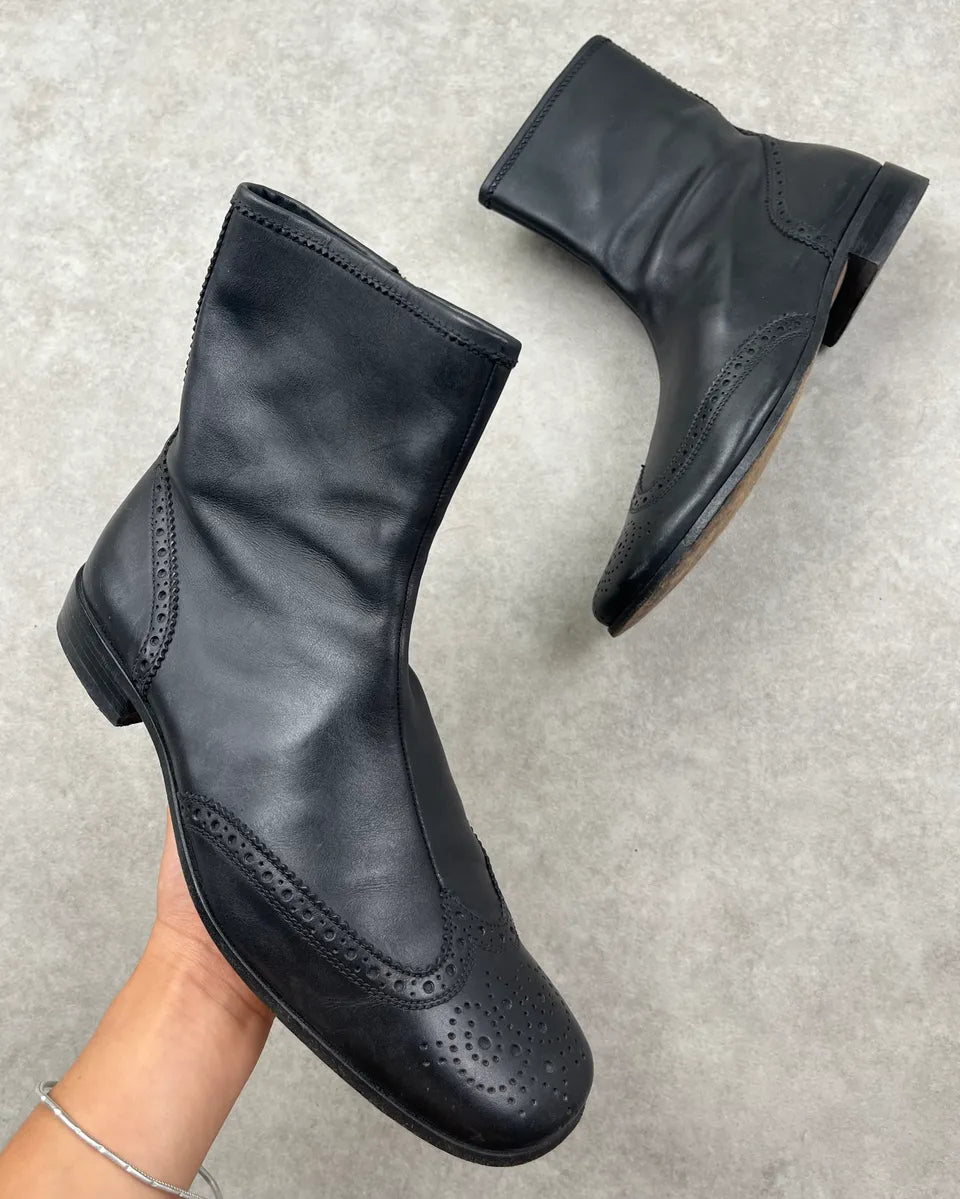 Miu Miu Black Leather Brogue Boots tLDNQCo 0