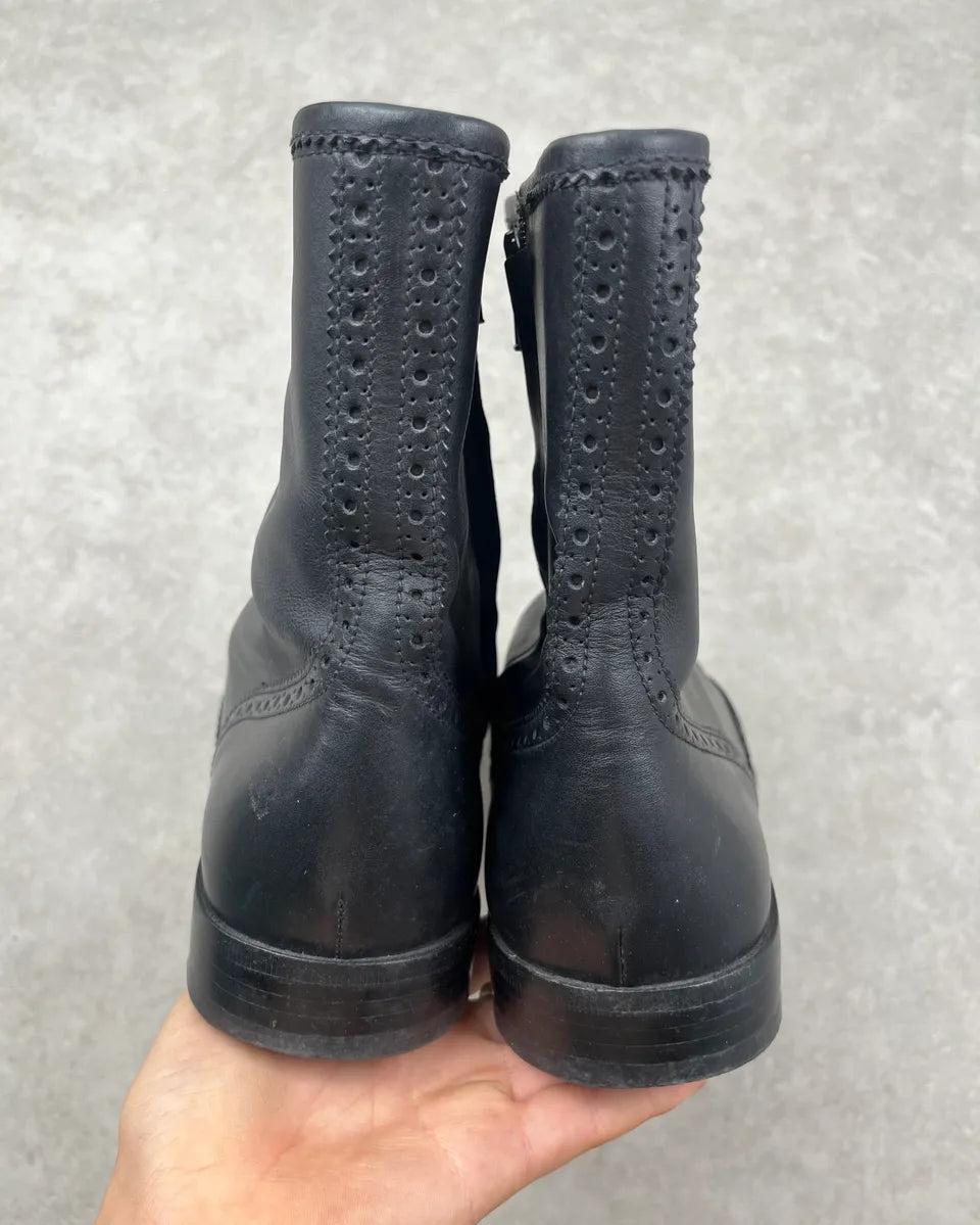 Miu Miu Black Leather Brogue Boots tLDNQCo 7