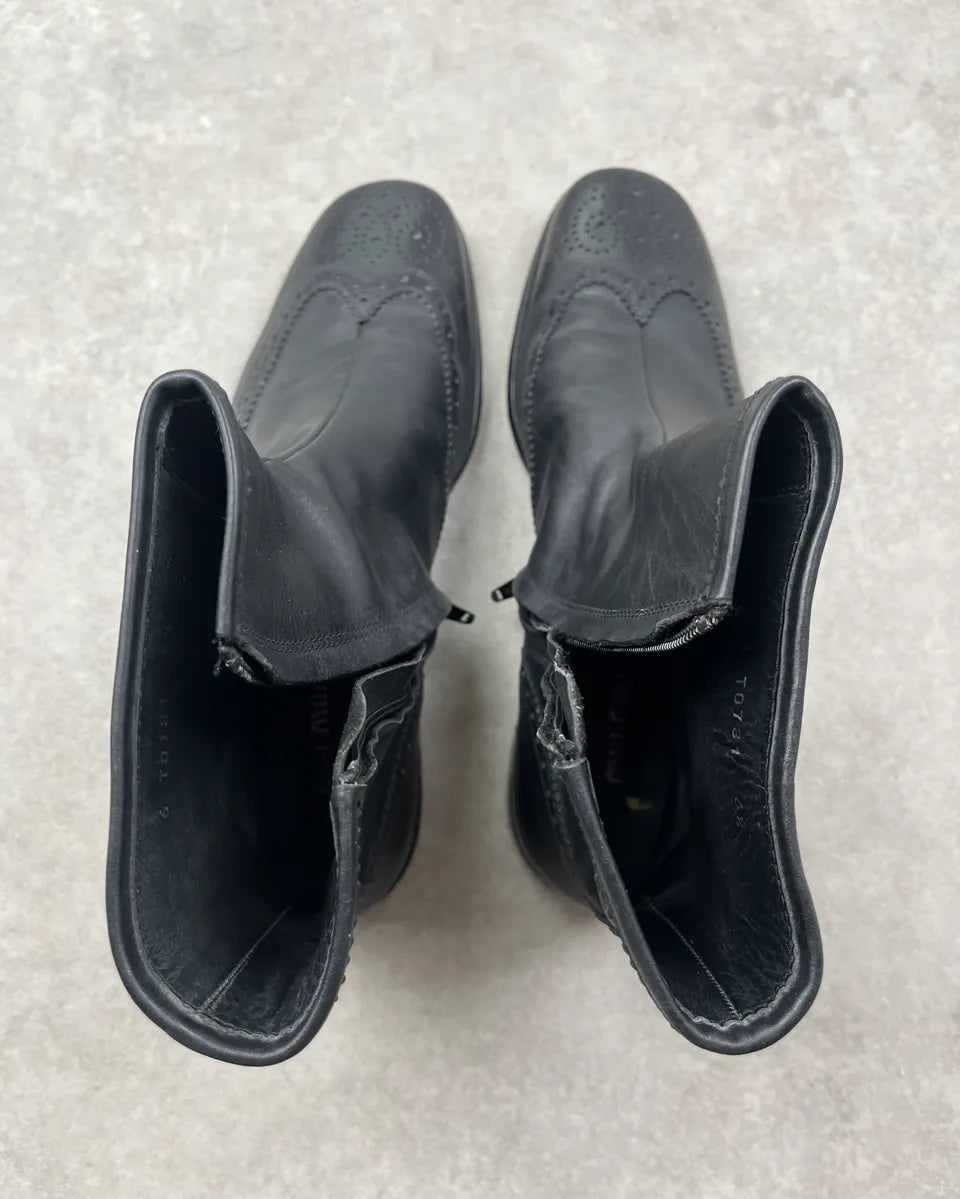 Miu Miu Black Leather Brogue Boots tLDNQCo 8