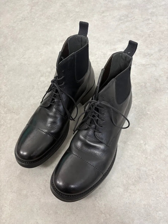 2000s Miu Miu Black Leather Combat Boots UuUWzhq 4
