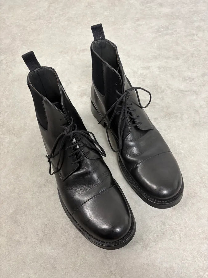 2000s Miu Miu Black Leather Combat Boots UuUWzhq 5