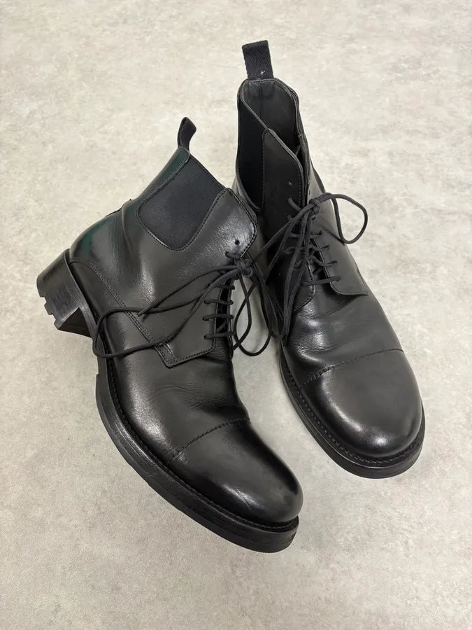 2000s Miu Miu Black Leather Combat Boots UuUWzhq 7