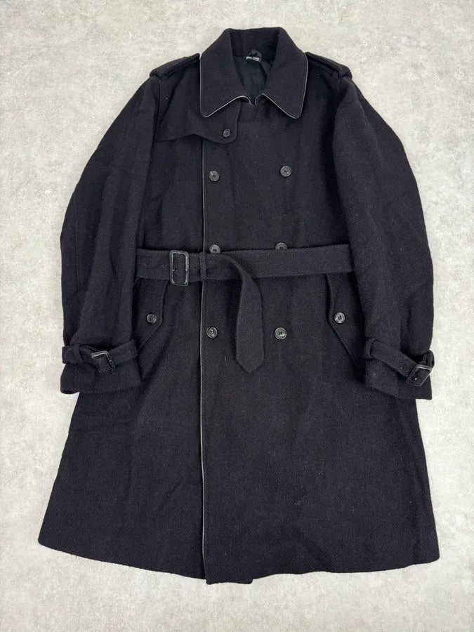 AW2005 Miu Miu Black Wool Double-Breasted Trench Coat LFWwSts 0
