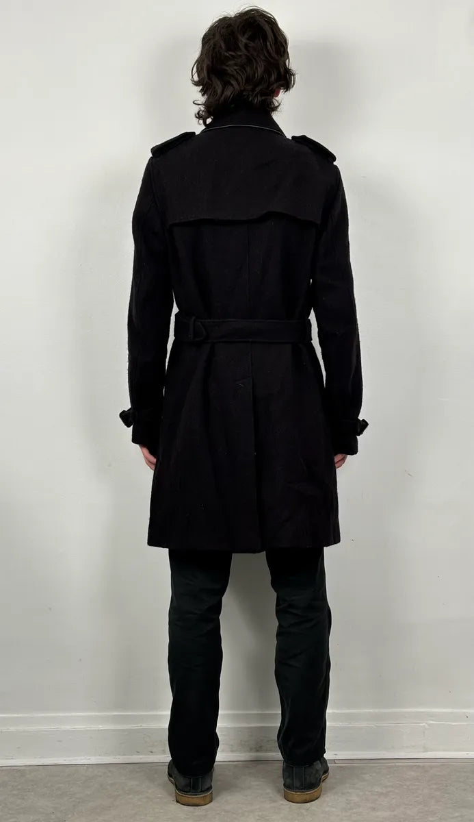 AW2005 Miu Miu Black Wool Double-Breasted Trench Coat LFWwSts 2