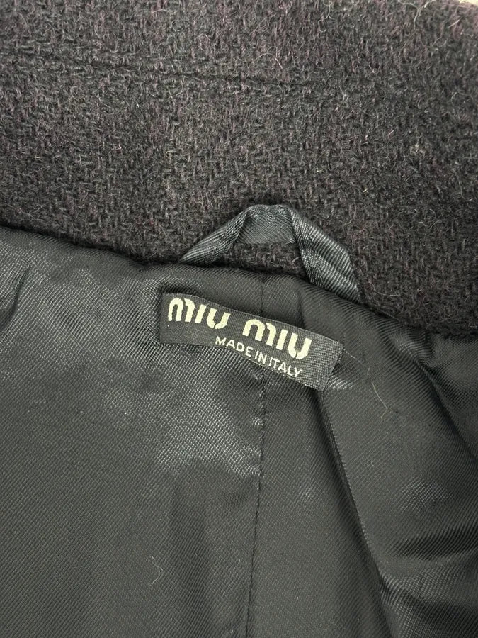 AW2005 Miu Miu Black Wool Double-Breasted Trench Coat LFWwSts 10