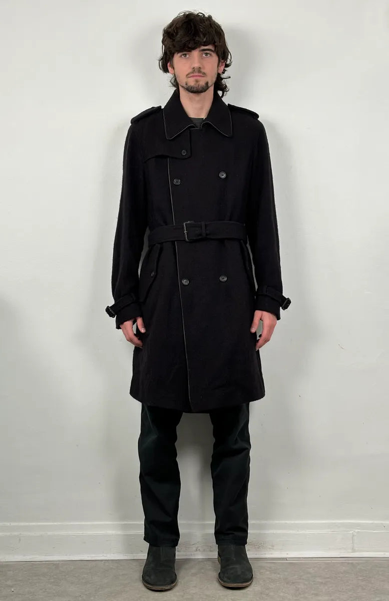 AW2005 Miu Miu Black Wool Double-Breasted Trench Coat LFWwSts 1