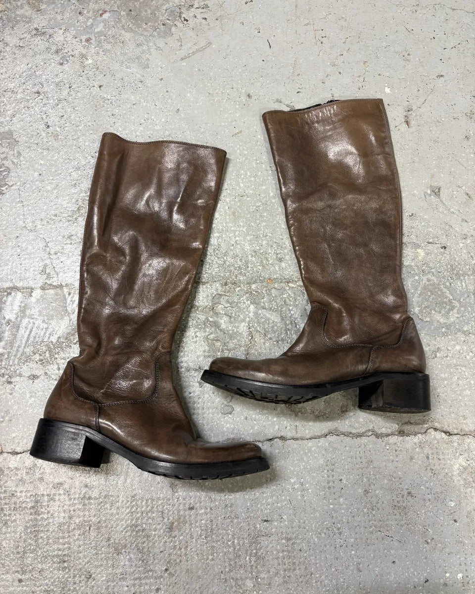 Miu Miu Brown Brown Raw Leather Ankle Boots (37eu/us5) faoitNh 0
