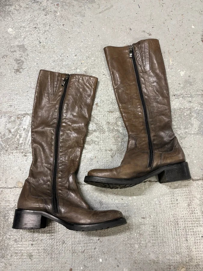 Miu Miu Brown Brown Raw Leather Ankle Boots (37eu/us5) faoitNh 1