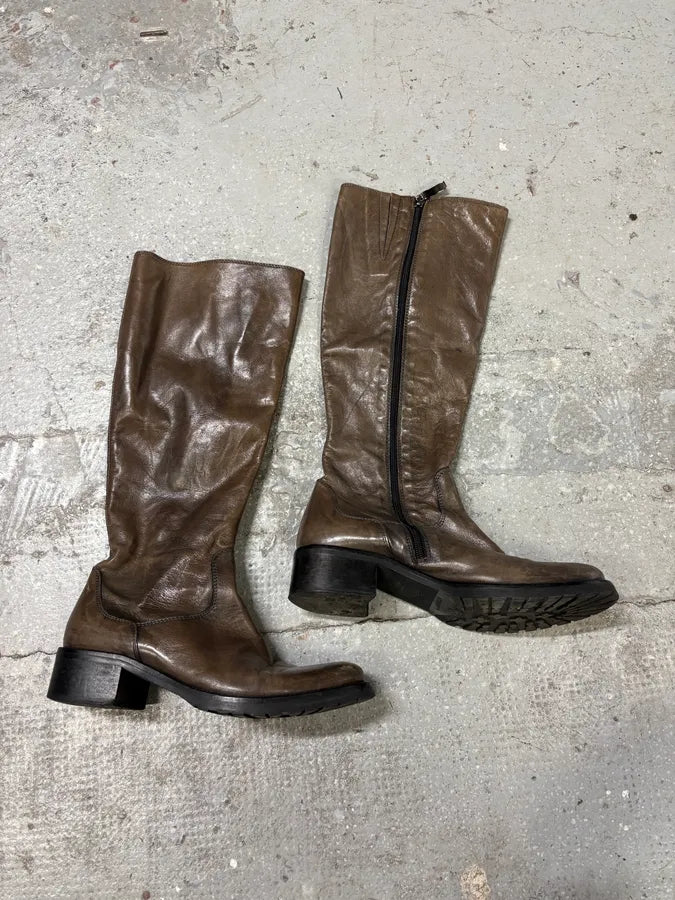 Miu Miu Brown Brown Raw Leather Ankle Boots (37eu/us5) faoitNh 2