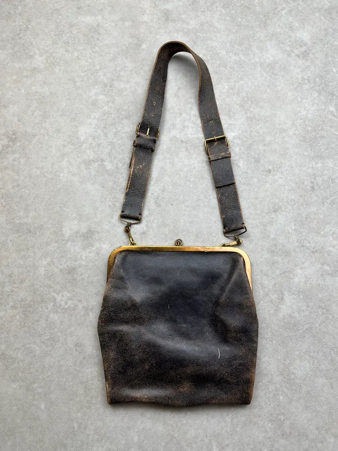 1990s MiuMiu Brown Eroded Leather Shoulder Bag sShJCFS 3