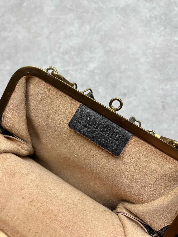 1990s MiuMiu Brown Eroded Leather Shoulder Bag sShJCFS 7