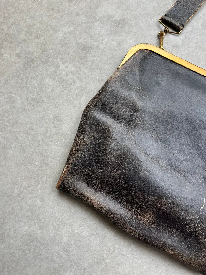 1990s MiuMiu Brown Eroded Leather Shoulder Bag sShJCFS 4