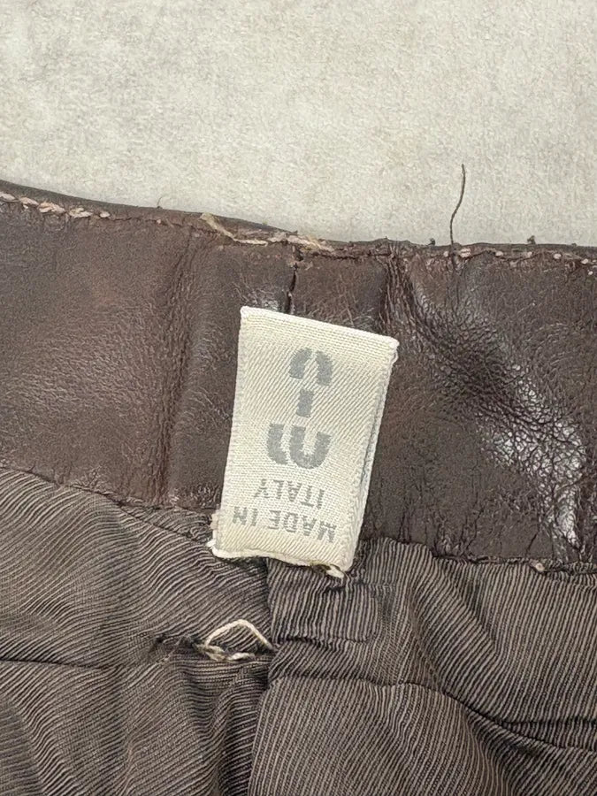 AW2003 Miu Miu Brown Leather Pants OycTlri 7