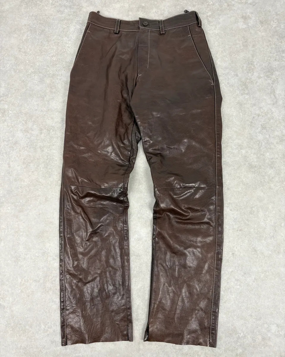 AW2003 Miu Miu Brown Leather Pants OycTlri 0