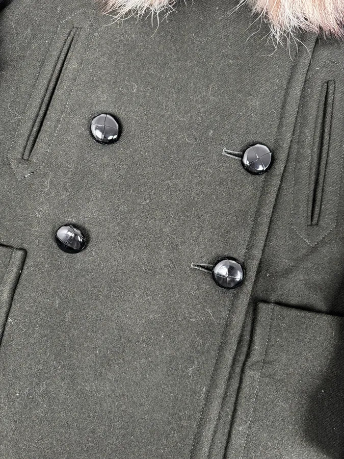 AW2010 Miu Miu Brown Removable Fur Collar Wool Coat psIqxJs 10