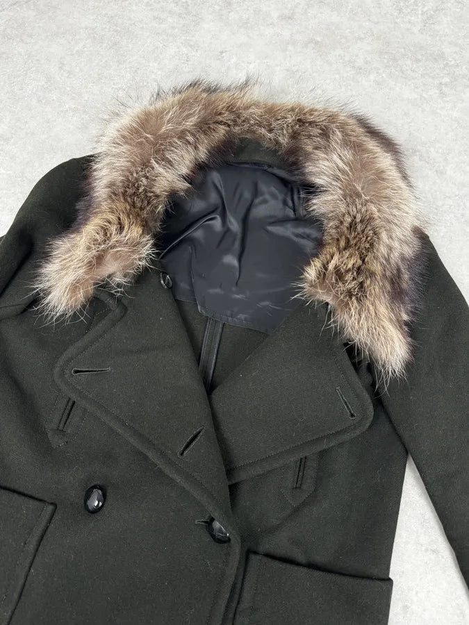 AW2010 Miu Miu Brown Removable Fur Collar Wool Coat psIqxJs 5