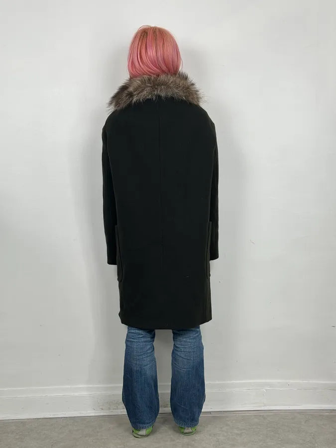 AW2010 Miu Miu Brown Removable Fur Collar Wool Coat psIqxJs 2