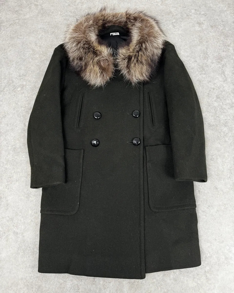AW2010 Miu Miu Brown Removable Fur Collar Wool Coat psIqxJs 0