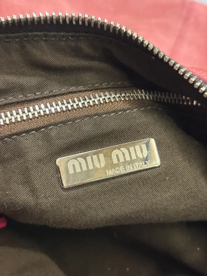 Miu Miu Faded Coral Suede Hobo Shoulder Bag XmeNfMw 8