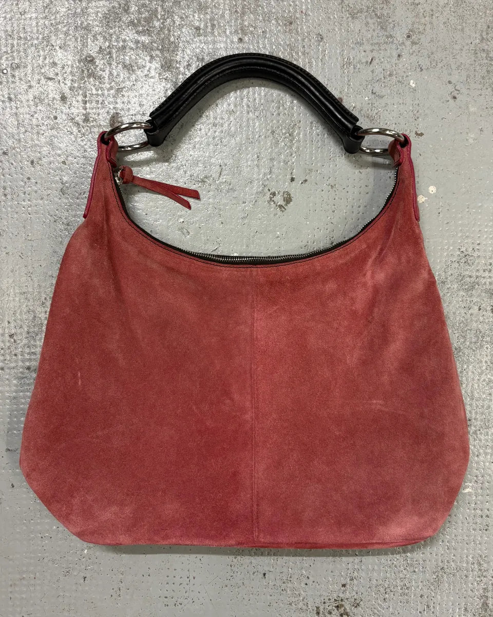 Miu Miu Faded Coral Suede Hobo Shoulder Bag XmeNfMw 0