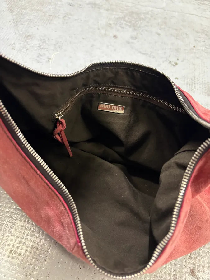 Miu Miu Faded Coral Suede Hobo Shoulder Bag XmeNfMw 7