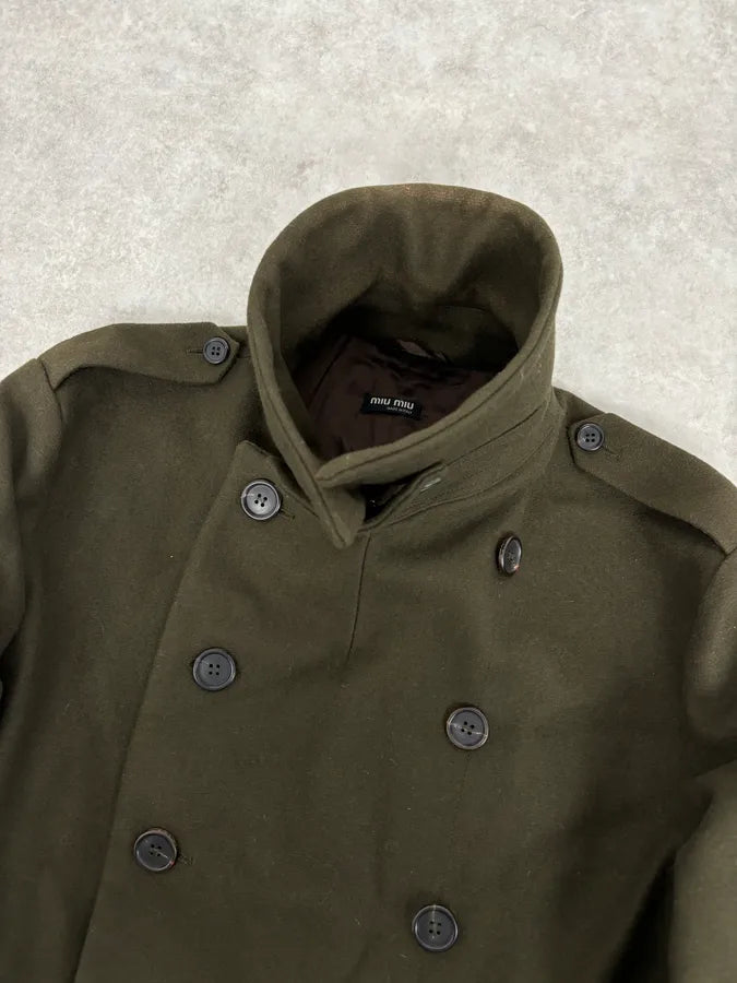 AW2006 Miu Miu Military Green Double-Breasted Wool Coat  MyLugcG 7