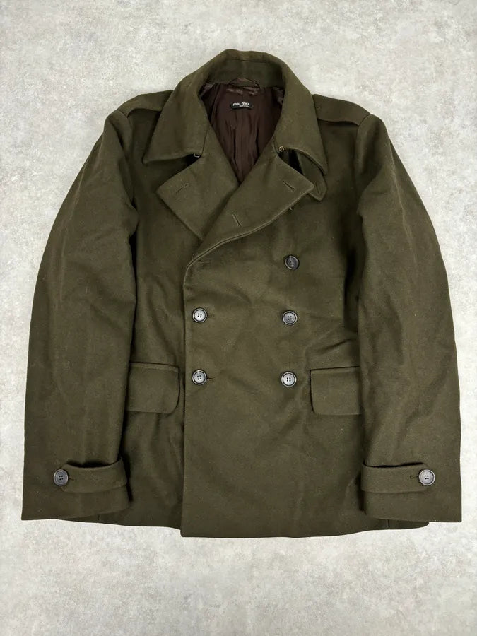 AW2006 Miu Miu Military Green Double-Breasted Wool Coat  MyLugcG 3