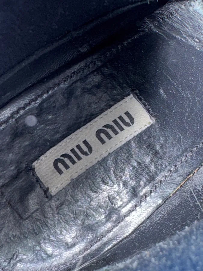 Miu Miu Dark Navy Crocodile Embossed Leather Chelsea Boot Brogue gHcHrRx 7