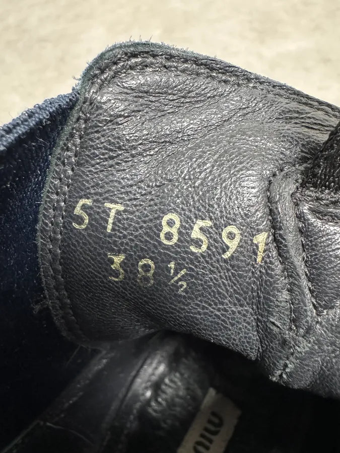 Miu Miu Dark Navy Crocodile Embossed Leather Chelsea Boot Brogue gHcHrRx 8