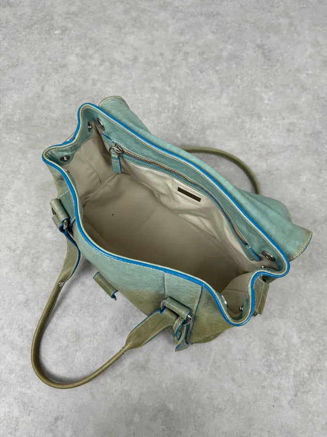 Miu Miu Green & Blue Leather Handle Bag FcNprah 5