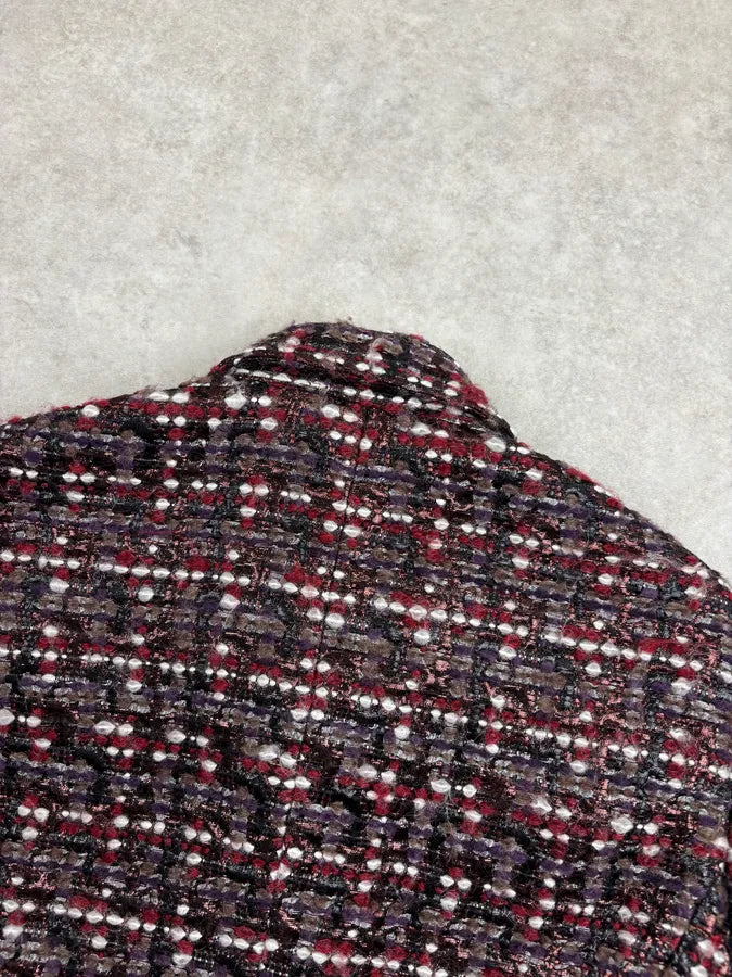 AW2008 Miu Miu Purple Red Wavy Tweed Blazer Jacket bduvHHX 11