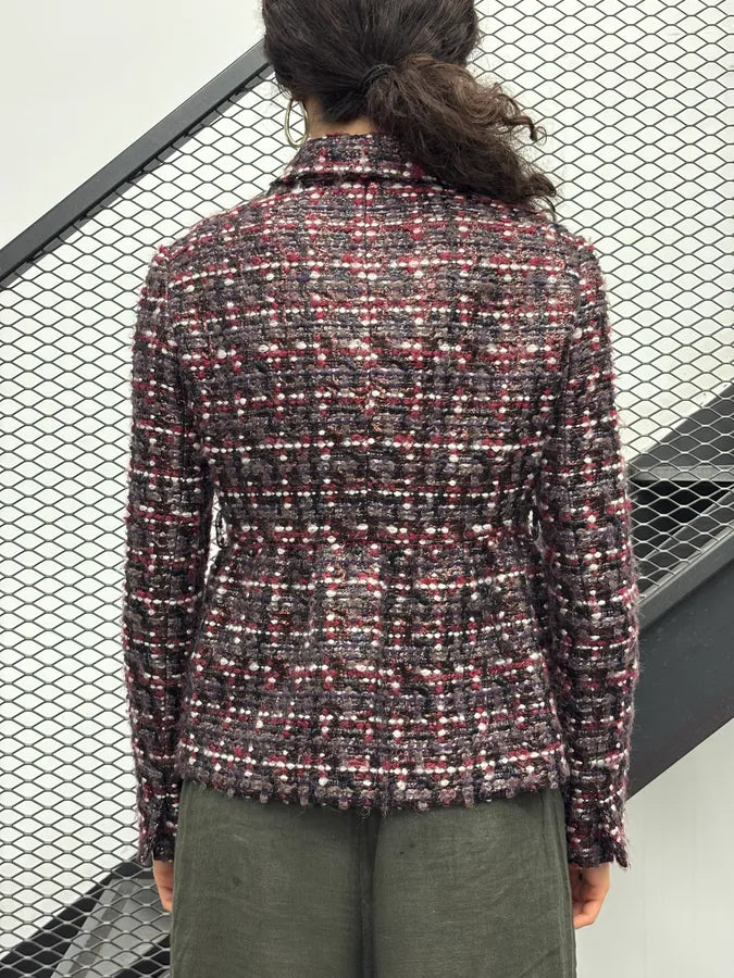 AW2008 Miu Miu Purple Red Wavy Tweed Blazer Jacket bduvHHX 2