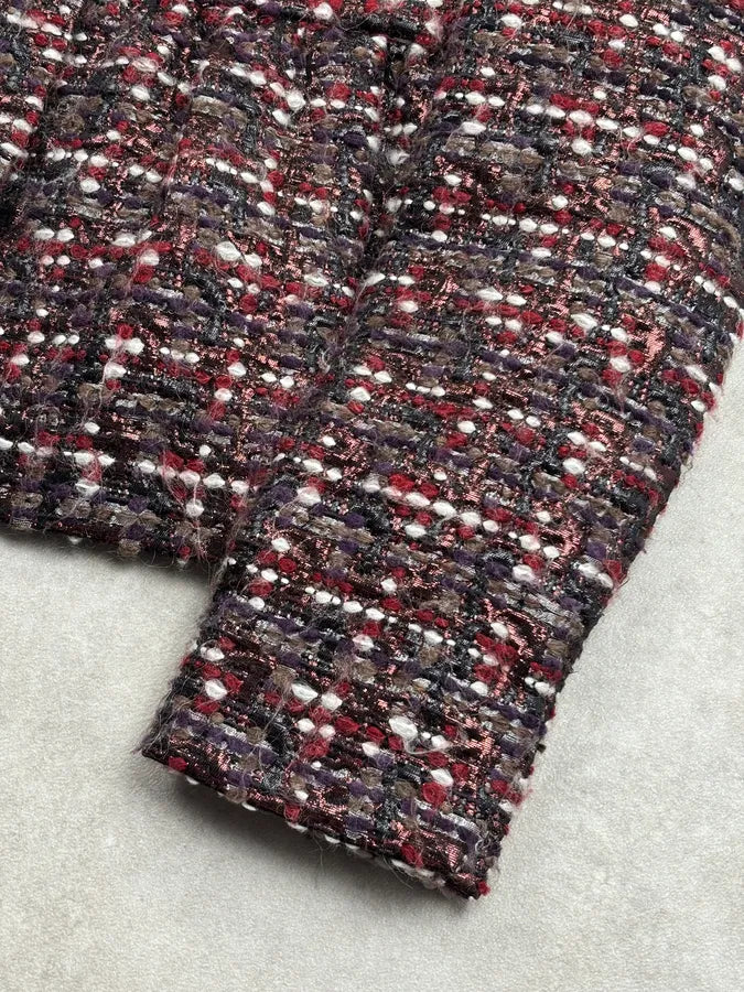 AW2008 Miu Miu Purple Red Wavy Tweed Blazer Jacket bduvHHX 6